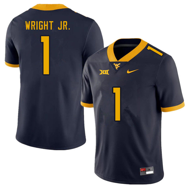 NCAA Men's Winston Wright Jr. West Virginia Mountaineers Navy #1 Nike Stitched Football College Authentic Jersey UA23J31BY